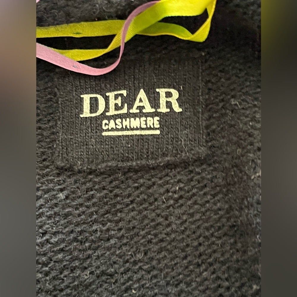 DEAR Cashmere 💯 Merino Wool Navy Blue Open Front Long Cardigan Coatigan L - Picture 5 of 5
